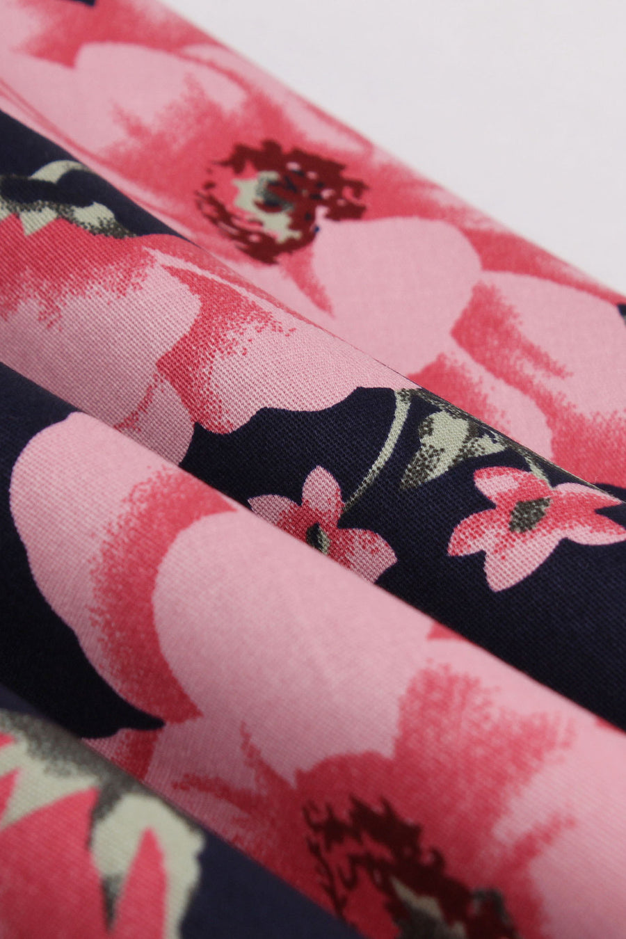 Navy Blue and Pink Floarl Swing Dress