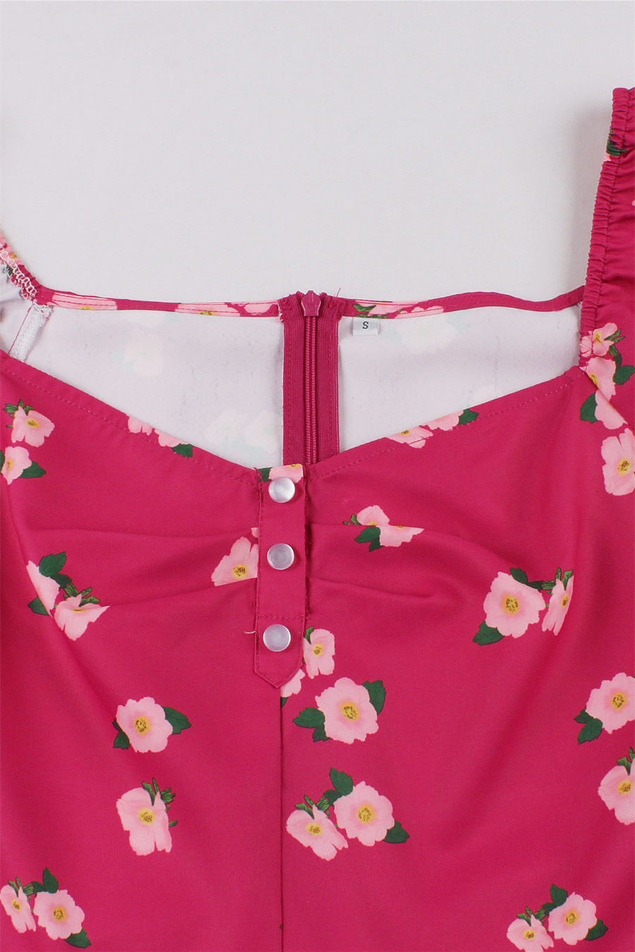 Hot Pink Floral Sweet Swing Dress