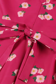 Hot Pink Floral Sweet Swing Dress