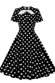 Black and White Polk Dots Bow Swing Dress