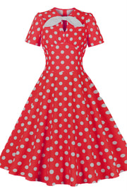 Red and White Polk Dots Bow Swing Dress