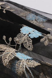 Mesh Black and Blue Floral Embroidery Dress