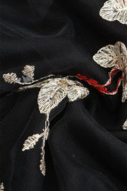 Mesh Black and Blue Floral Embroidery Dress