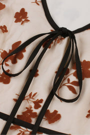 Apricot Floral A-line Swing Dress