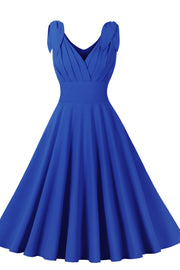 Tie Shoulder Royal Swing Swing Dress