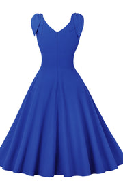 Tie Shoulder Royal Swing Swing Dress