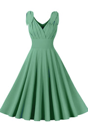 Tie Shoulder Green Swing Swing Dress