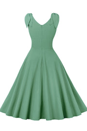 Tie Shoulder Green Swing Swing Dress