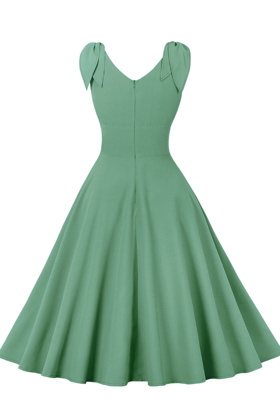 Tie Shoulder Green Swing Swing Dress