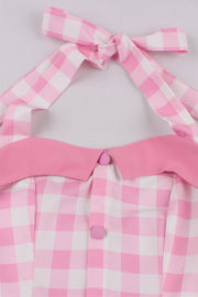 Pink Plaid Straps Barbie Dress