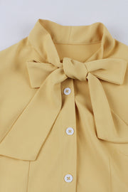 Flare Sleeves Yellow Short Dress
