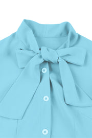 Flare Sleeves Blue Short Dress