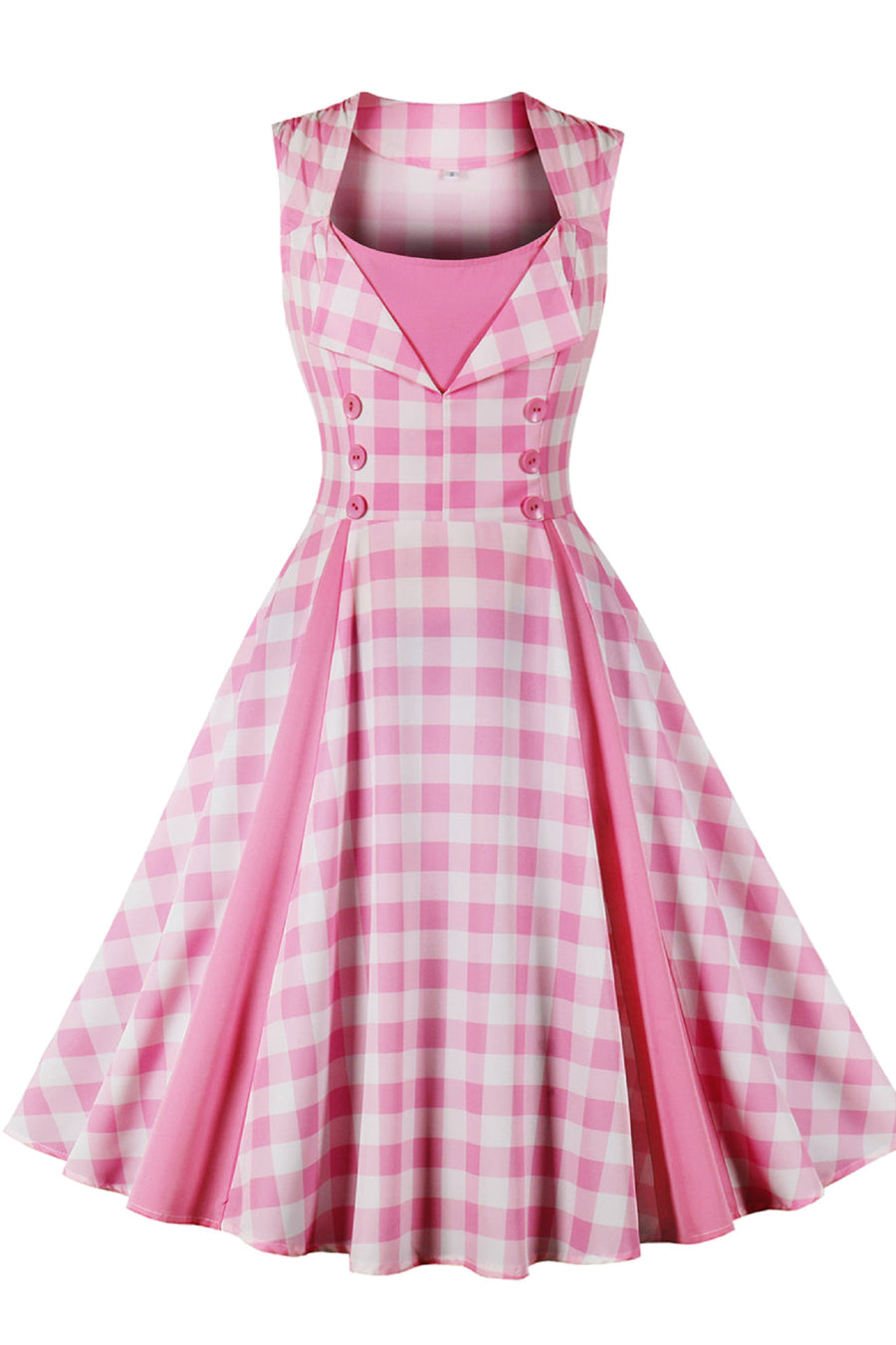 Sleeveless Pink Plaid Barbie Swing Dress