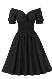 BlackSmoked Wasit Off the Shoulder Dress