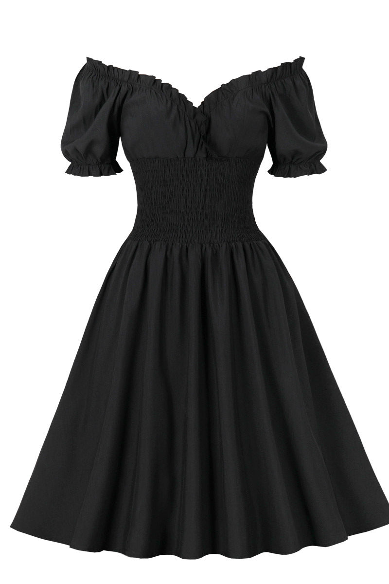 BlackSmoked Wasit Off the Shoulder Dress
