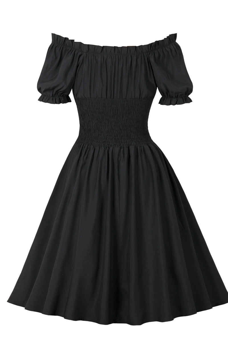 BlackSmoked Wasit Off the Shoulder Dress