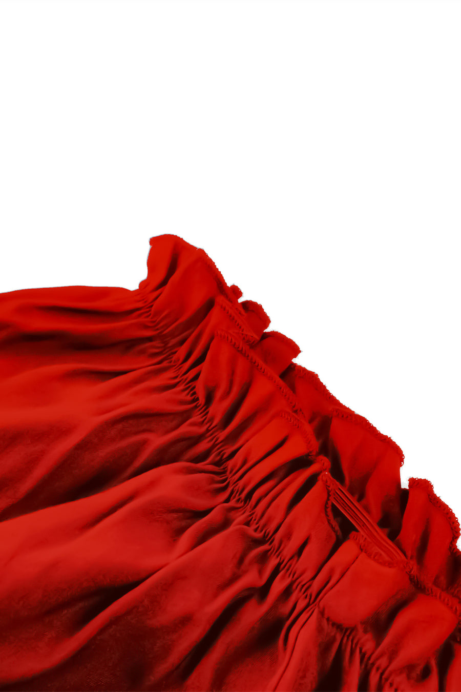 Red Smoked Wasit Off the Shoulder Dress