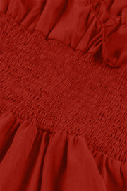 Red Smoked Wasit Off the Shoulder Dress