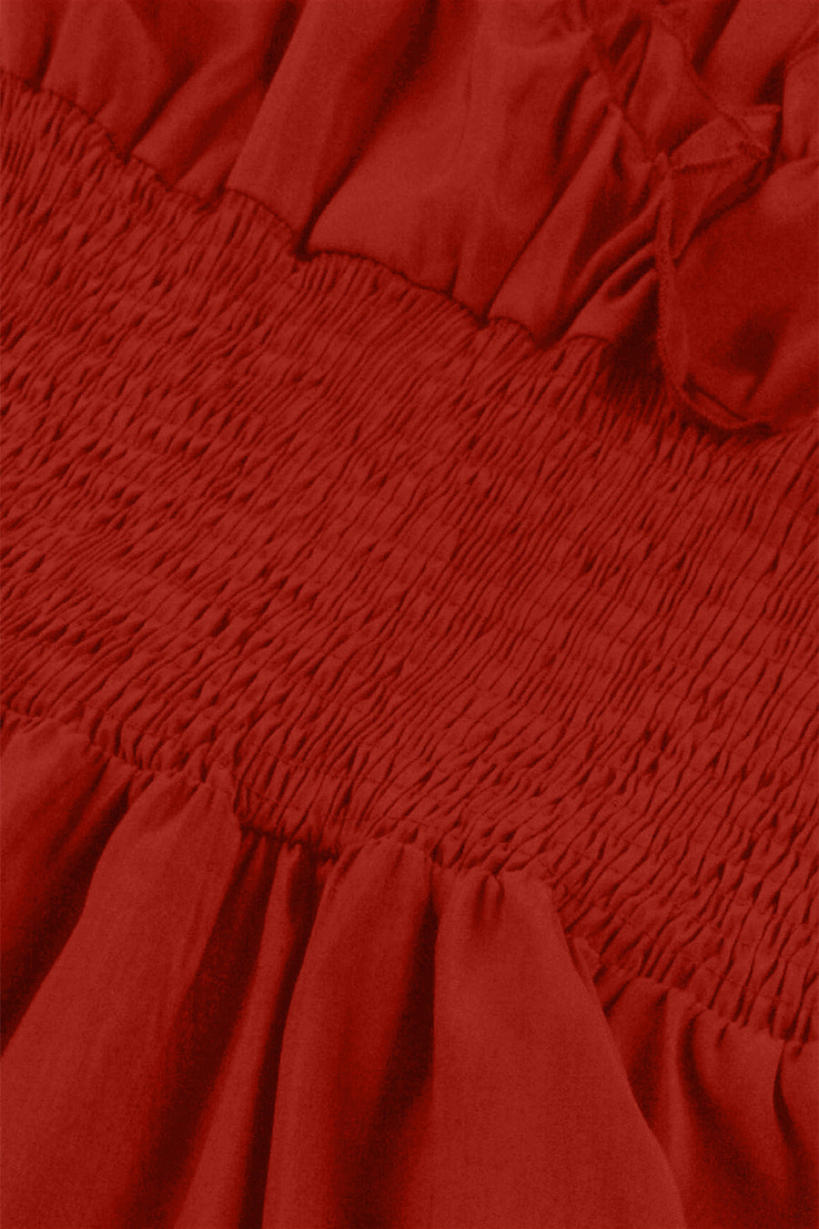 Red Smoked Wasit Off the Shoulder Dress