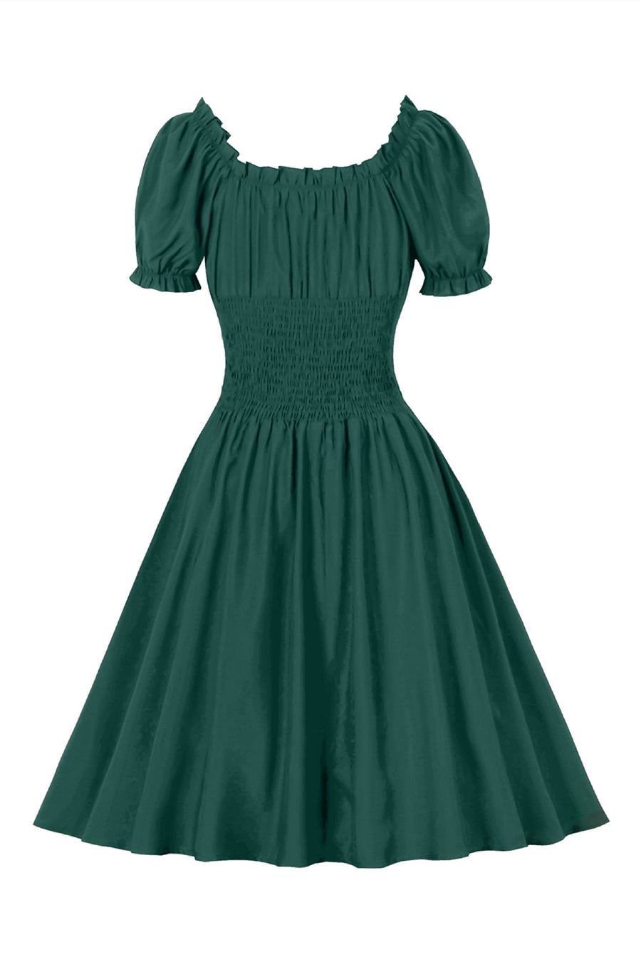 Dark Green Smoked Wasit Off the Shoulder Dress