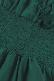 Dark Green Smoked Wasit Off the Shoulder Dress