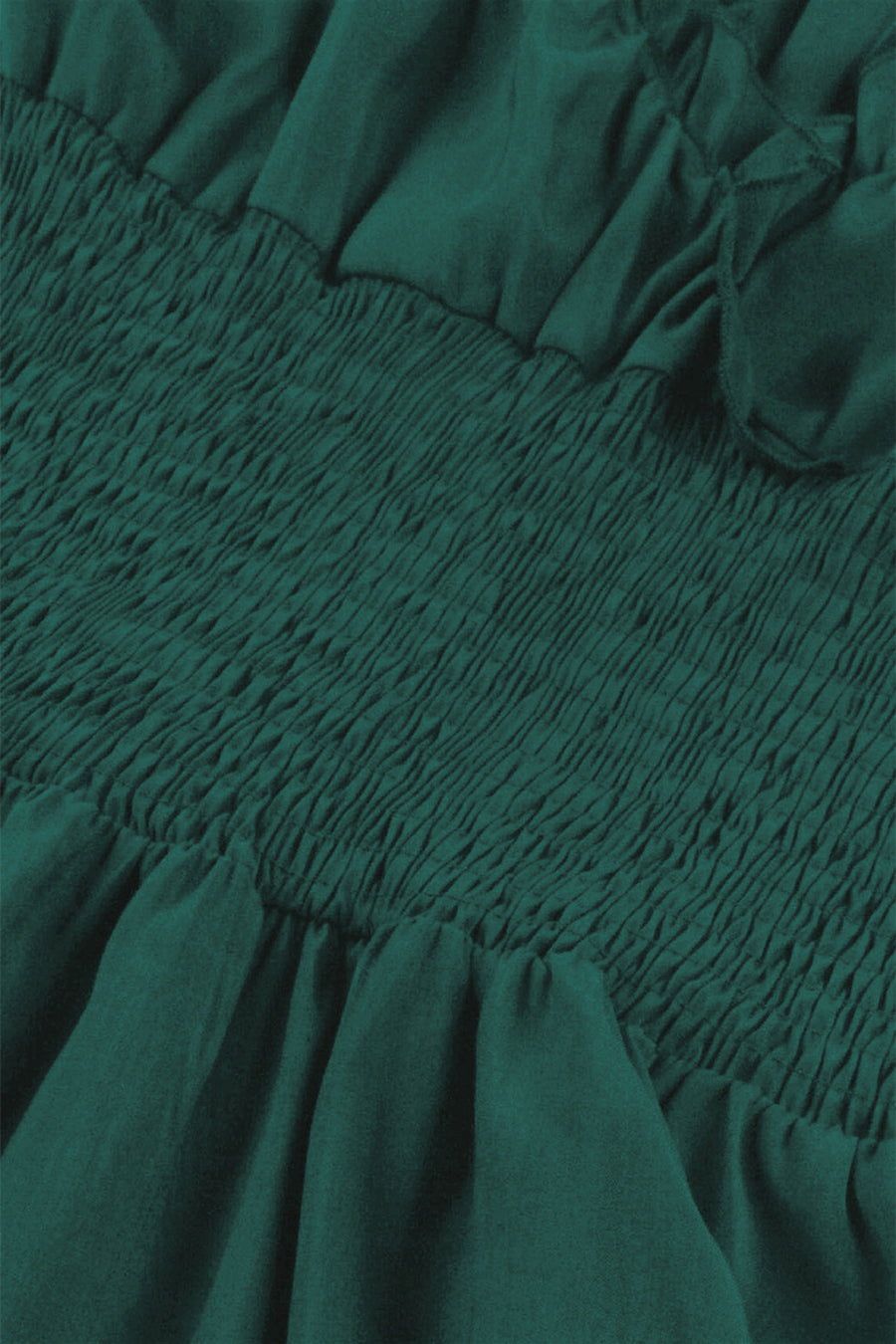 Dark Green Smoked Wasit Off the Shoulder Dress