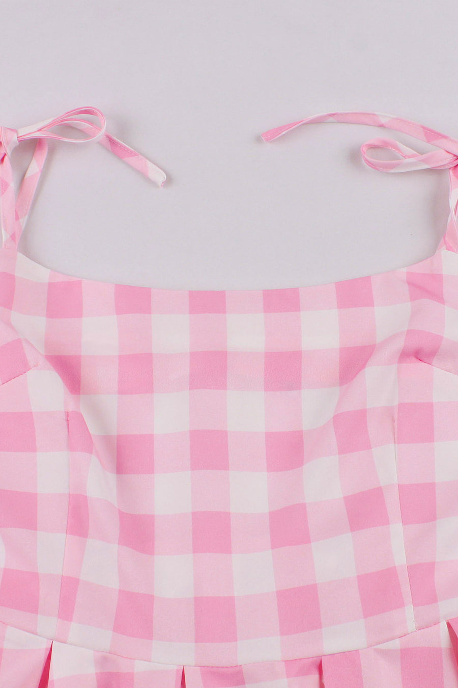 Pink Plaid Swing Dress with Sash