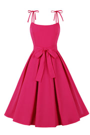 Fuchsia Plaid Swing Dress with Sash