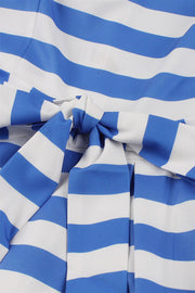 Blue Striped Swing Dress with Sash