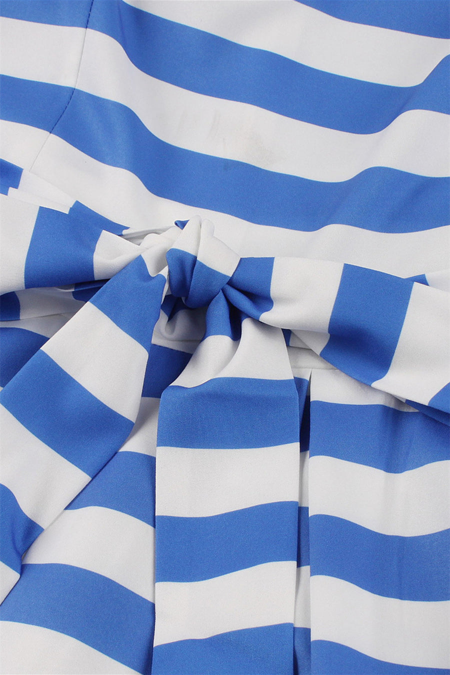 Blue Striped Swing Dress with Sash