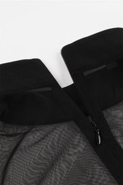 High Neck Black Swing Dress with Flare Long Sleeves