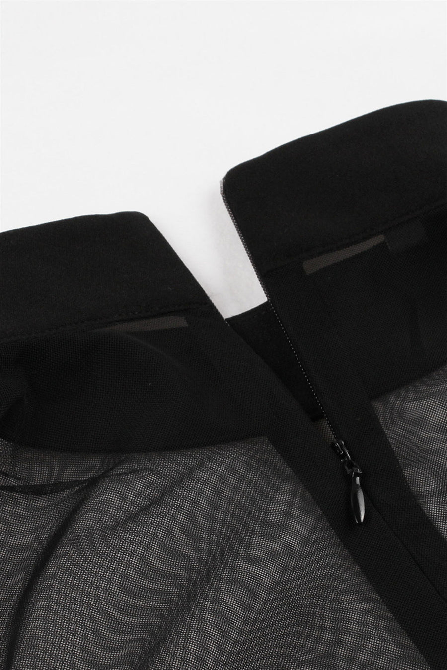 High Neck Black Swing Dress with Flare Long Sleeves