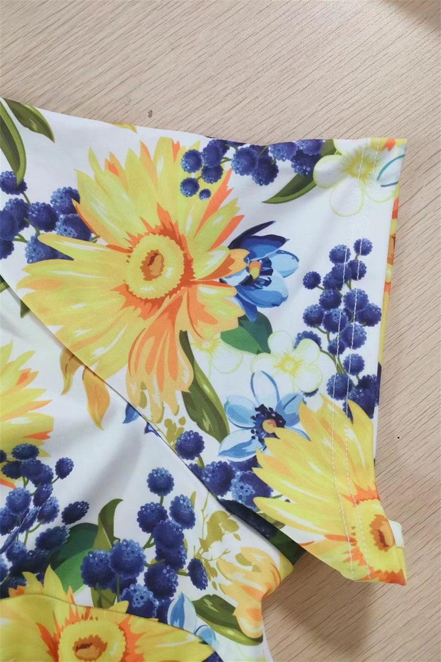 Yellow Floral Wrap Dress with Sash