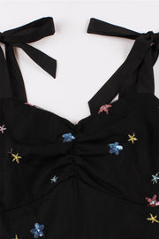 Black Mesh Short Dress with Sequin Stars