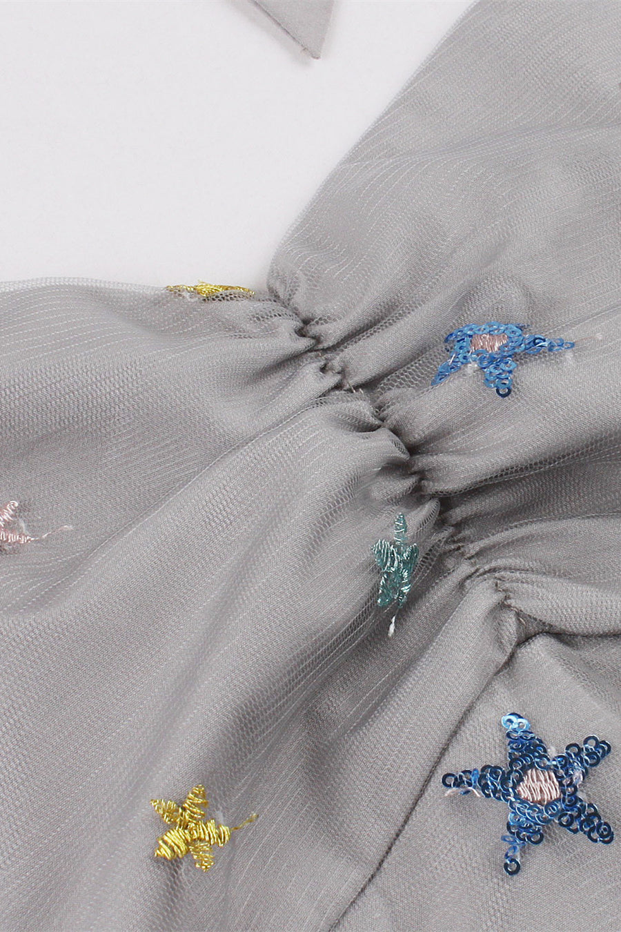 Black Mesh Short Dress with Sequin Stars