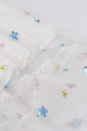 Black Mesh Short Dress with Sequin Stars