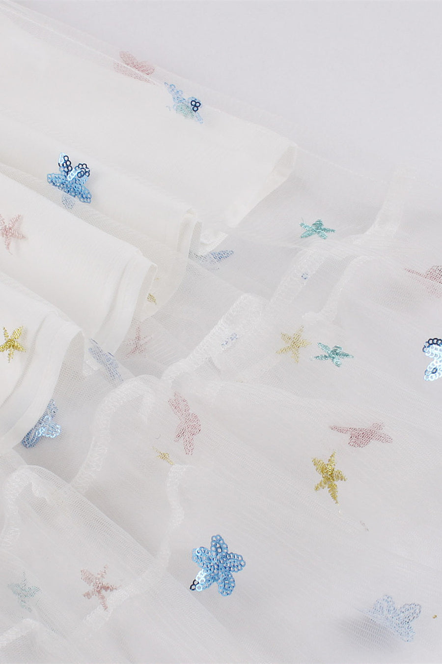 Black Mesh Short Dress with Sequin Stars