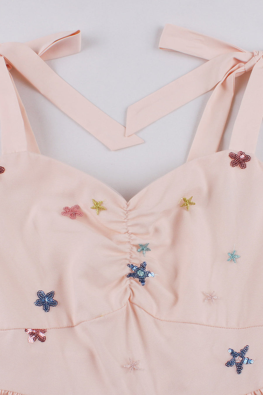 Black Mesh Short Dress with Sequin Stars