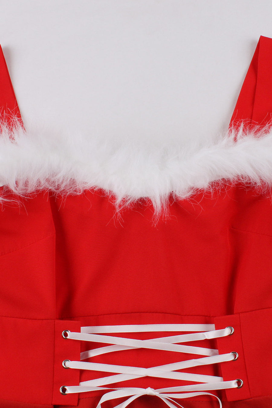 Santa Print Red A-line Christmas Dress