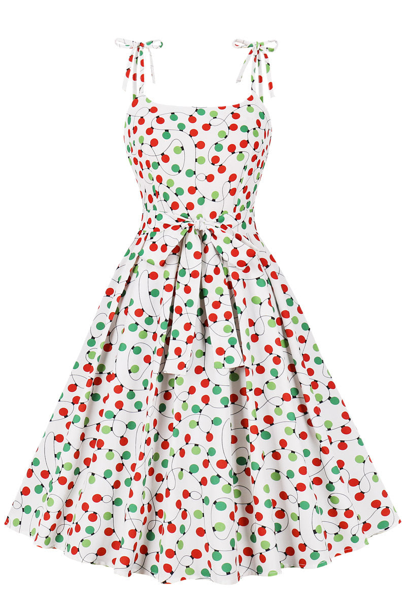 Red and Green Polk Dots A-line Short Dress