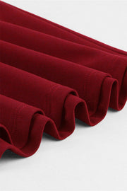 Red V Neck A-line Short Dress with Short Sleeves