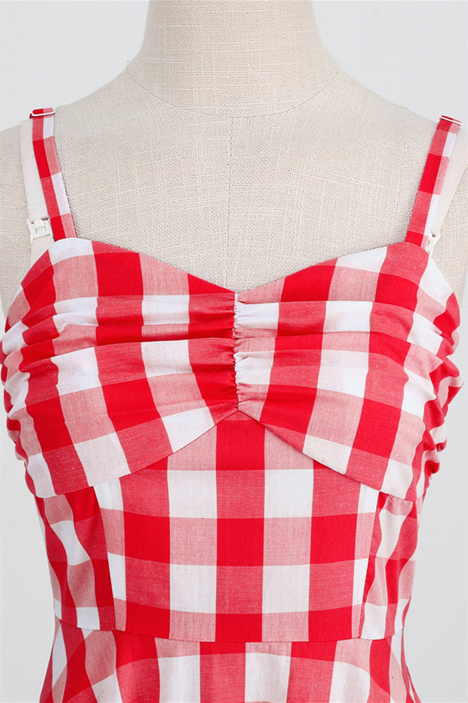 Straps Red Plaid Barbie Dress