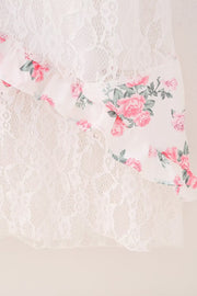 Pink Floral Print Ruffles Long Summer Dress