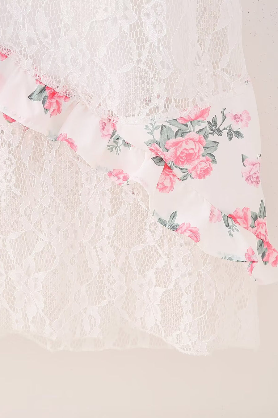 Pink Floral Print Ruffles Long Summer Dress