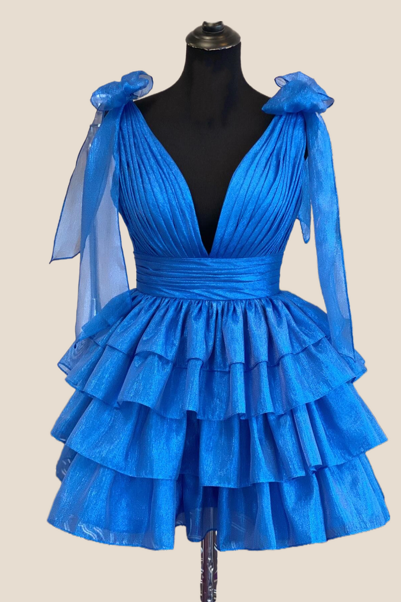 short royal blue dresses with sleeves Plunge Neck Layered Dress – Ohmollydress Ombreworld For Love & Lemons 50S FIT Type Size:24M