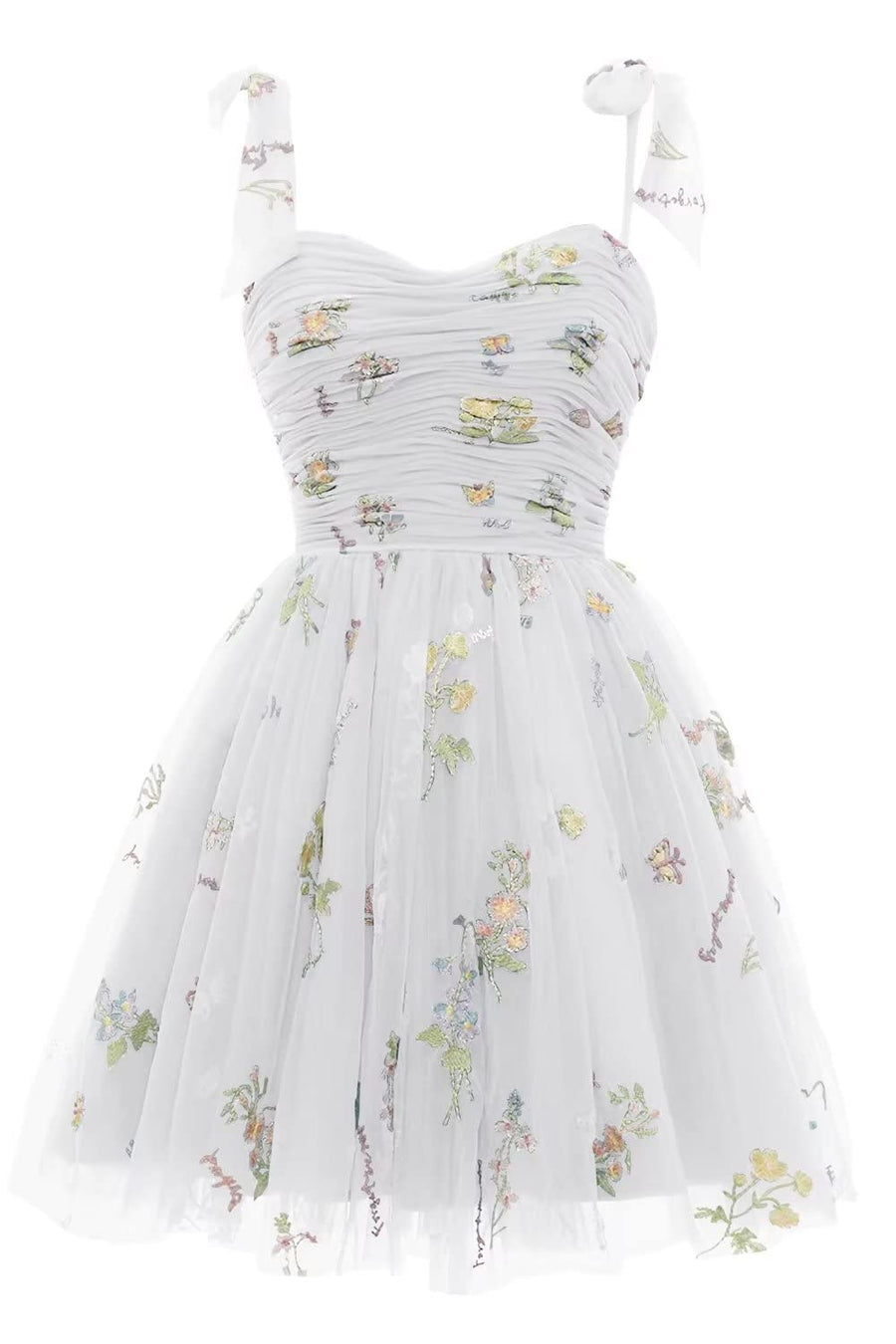 Blue A-line Floral Short Princess Dress