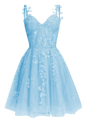 Navy Blue A-line Lace Appliques Short Homecoming Dress