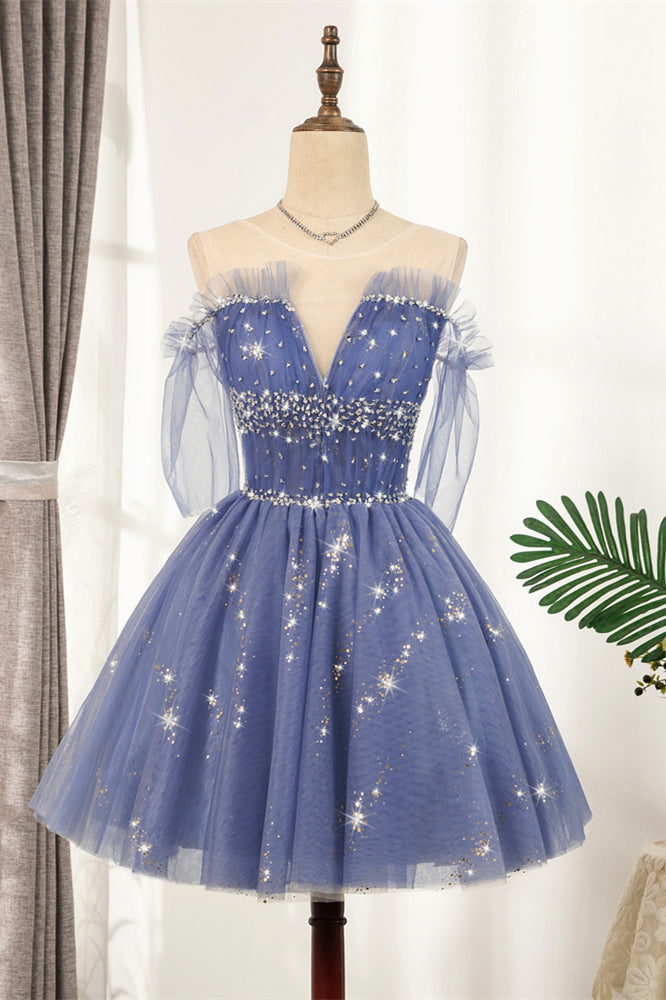 Diamond Blue Tulle Short Homecoming Dress Ohmollydress Diamond Blue Tulle Short Homecoming Dress Ohmollydress