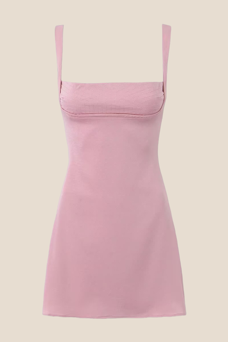Square Neck Black A-line Party Dress