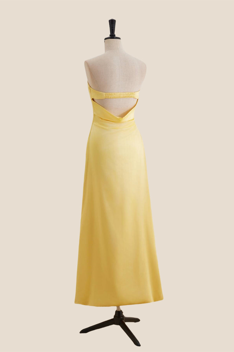 Strapless Yellow A-line Long Party Dress – Ohmollydress